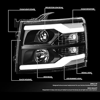 Amazon.com: DNA Motoring HL-HPL-CSIL07-G2-BK-CL1 Dual LED